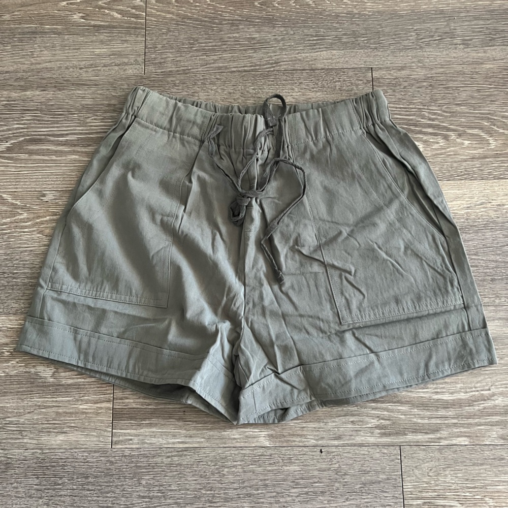 Olive Green Drawstring Shorts